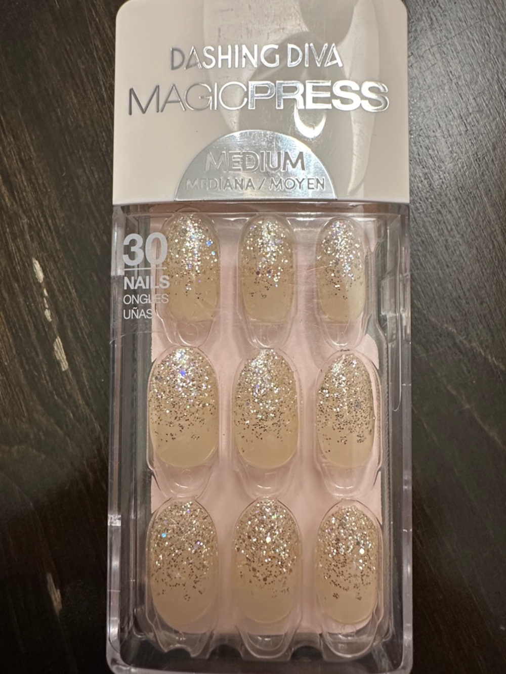 MagicPress Medium Nude Glitter Press-On Nails oval/. Round